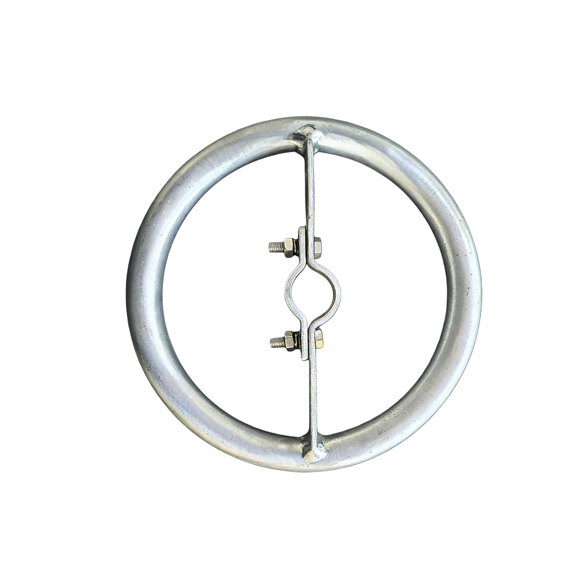 aluminum tube grading ring for power line insulators - front view with mounting clamp 标题: