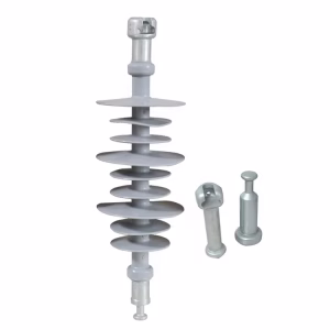 High voltage composite suspension insulator with ball-and-socket fittings and hardware accessories
