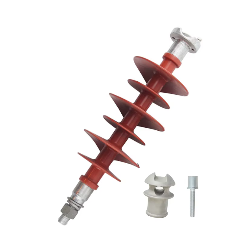 Red Composite Pin Insulator with Mounting Hardware, Silicone Rubber Insulator for Overhead Distribution Lines