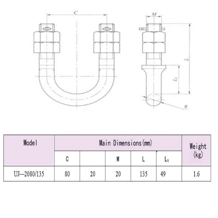 U-Bolt Technical Drawing, U Type Bolt Hardware for Overhead Power Line Fittings, Xushenglongtai