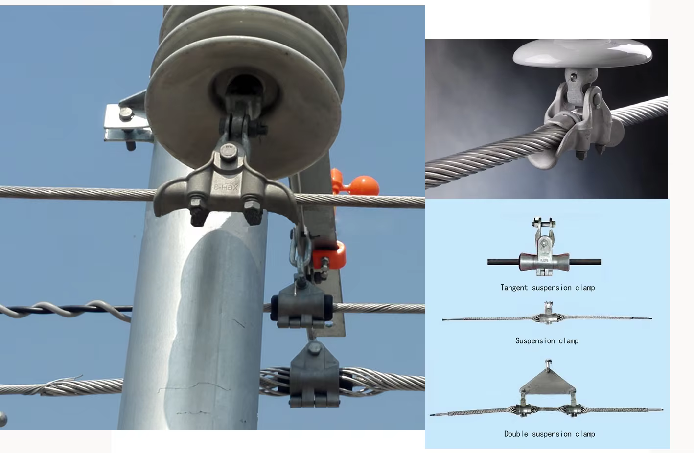 Suspension Clamp in Working Scenario, Power Line Hardware for Overhead Transmission Lines, Xushenglongtai