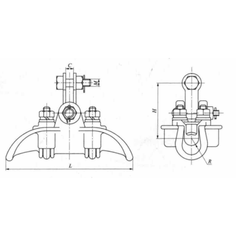 Suspension Clamp Technical Drawing, Suspension Type Power Line Hardware for Overhead Transmission Lines, Xushenglongtai